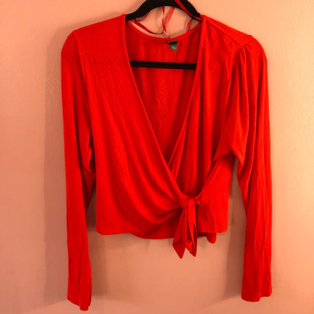 Red deep v neck.